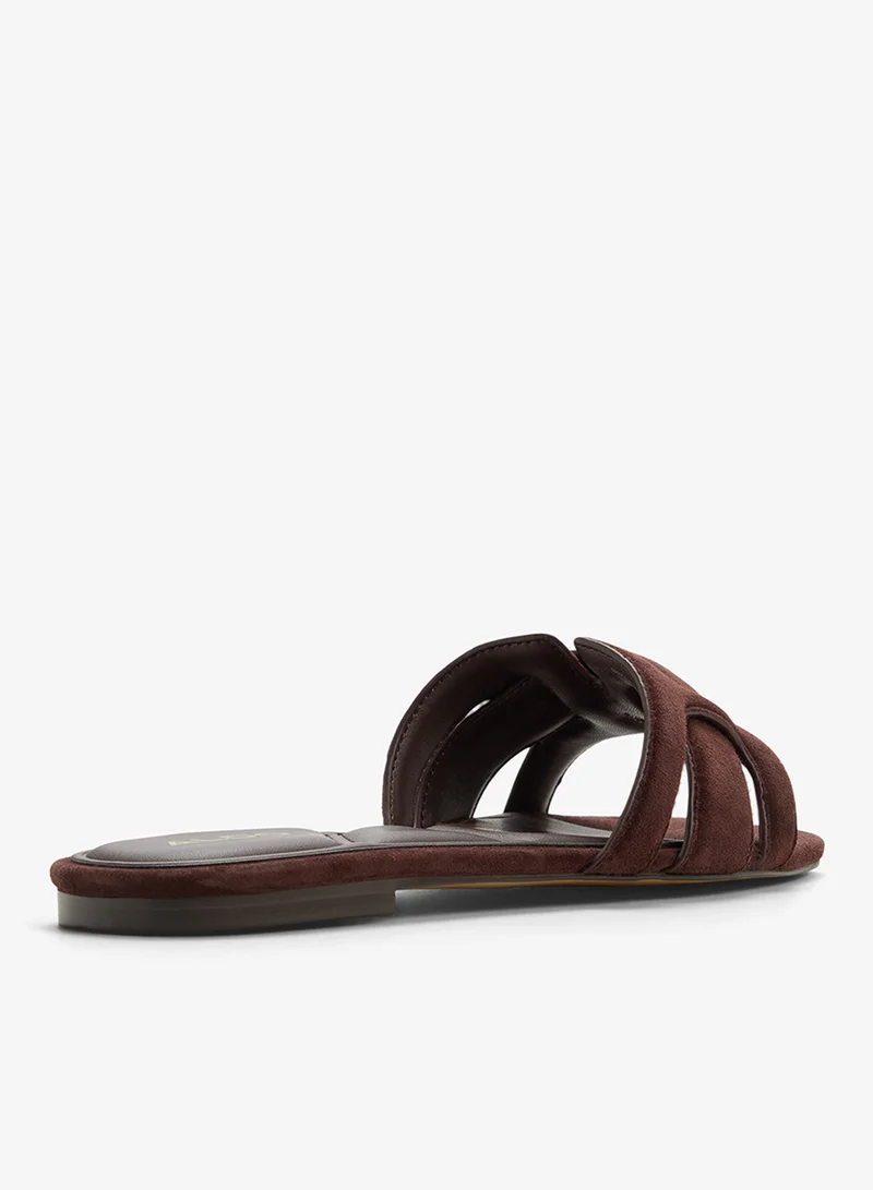 ALDO DARK BROWN Multi Strap Flat Sandals for Women | Best Price UAE